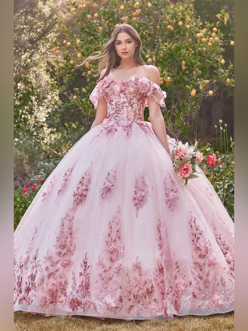 ✨ LaDivine by Cinderella Divine Off-the-Shoulder Quince Prom Princess Gown ✨